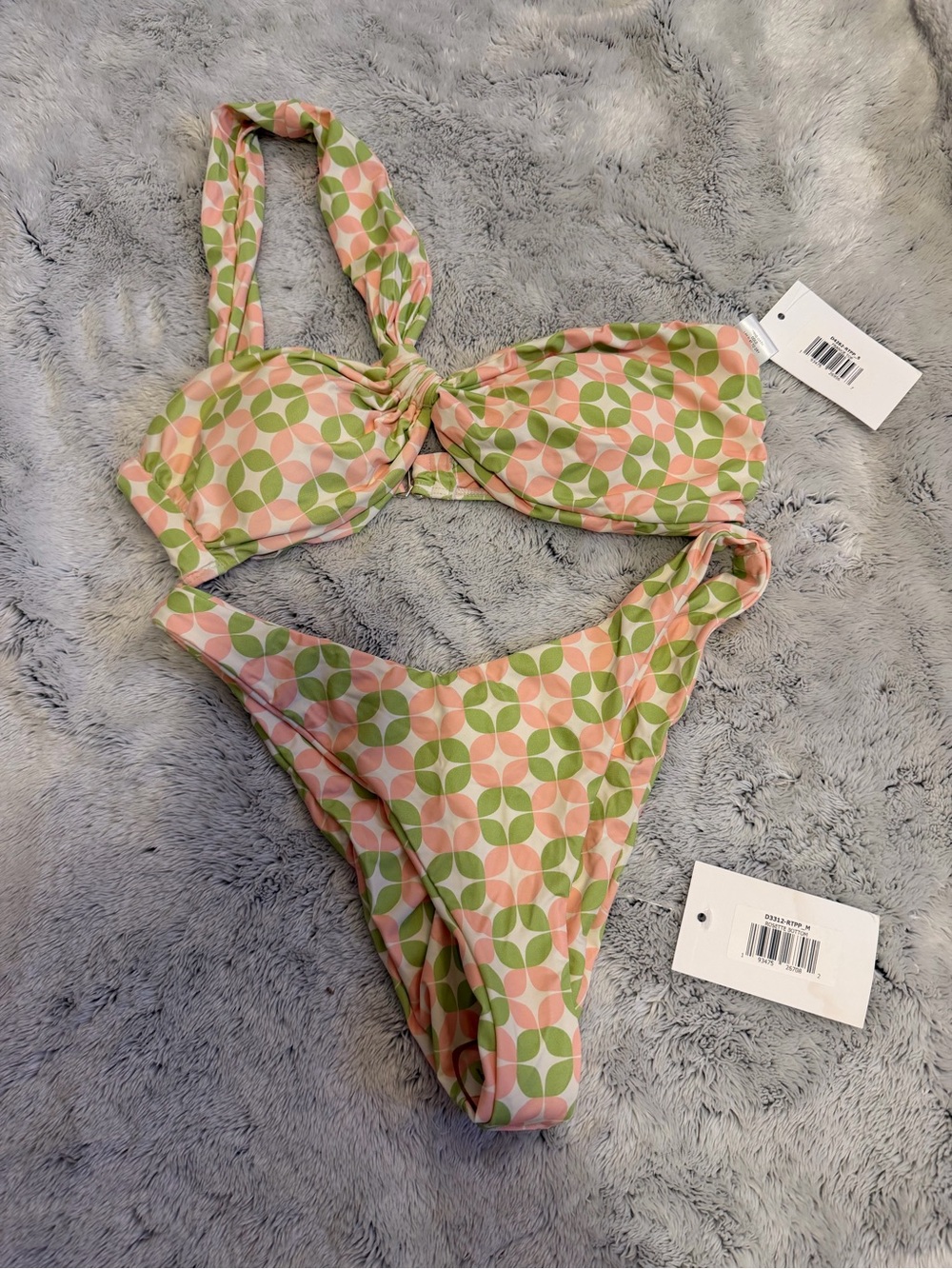 Dippin' Daisy's Pink & Green Retro Print Bikini Top and Bottom